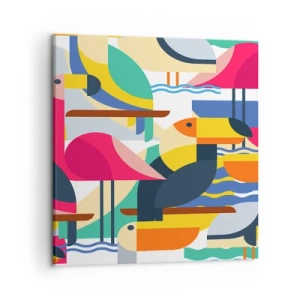 Canvastavla - Bild på duk - Fågelparty - 50x50 cm