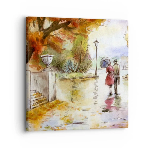 Canvastavla - Bild på duk - Romantisk höst i parken - 30x30 cm