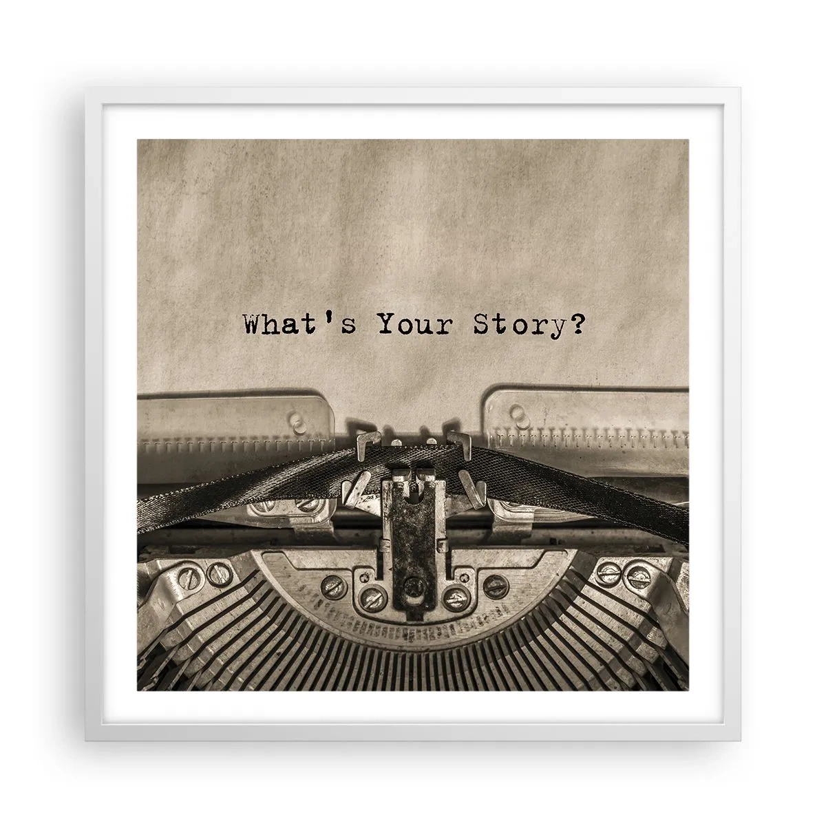 Affisch i vit ram - Svara mig - 60x60 cm