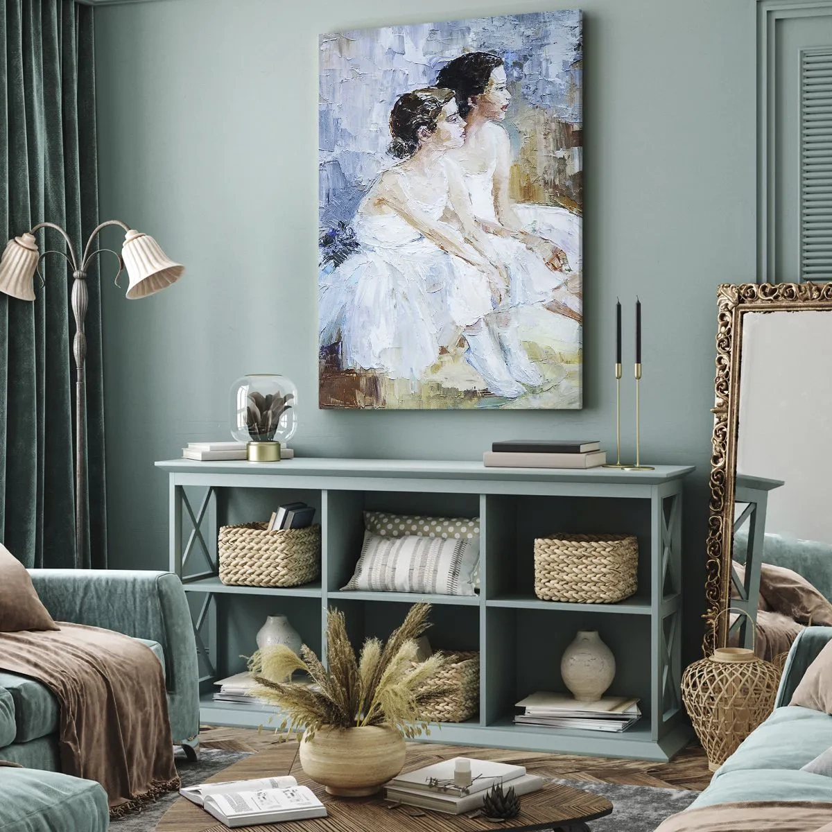 Canvastavla - Bild på duk - Unga svanars vilopaus - 45x80 cm