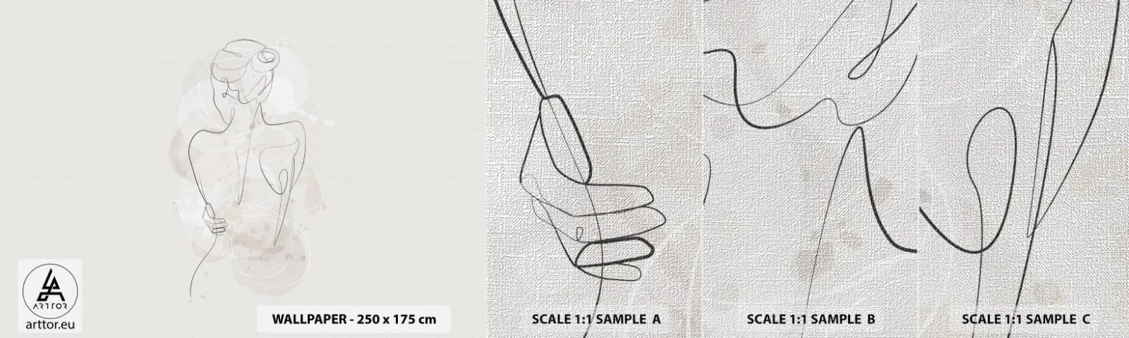 Provbit av fototapet Premium Canvas - Som ett känsligt instrument - Kvinna, Kropp, Grafik - 100x30 cm