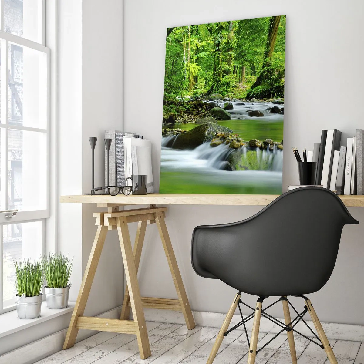 Glastavla - Bild på glas - Simma i grönskans hav - 50x70 cm