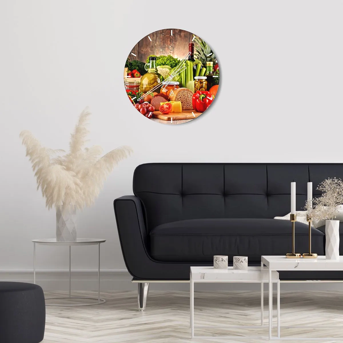 Väggklocka - Klocka på glas - Rökt, ugnstekt, marinerad - 40x40 cm