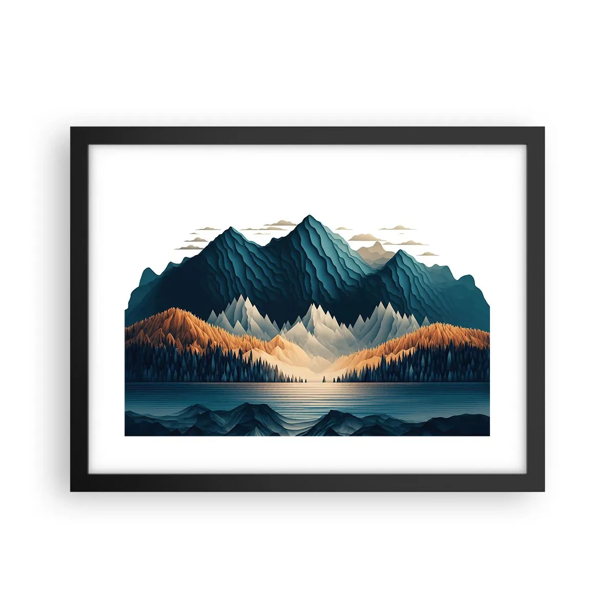 Affisch i svart ram - Perfekt bergslandskap - 40x30 cm