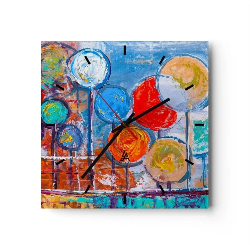 Väggklocka - Klocka på glas - Slickepinnar - 30x30 cm