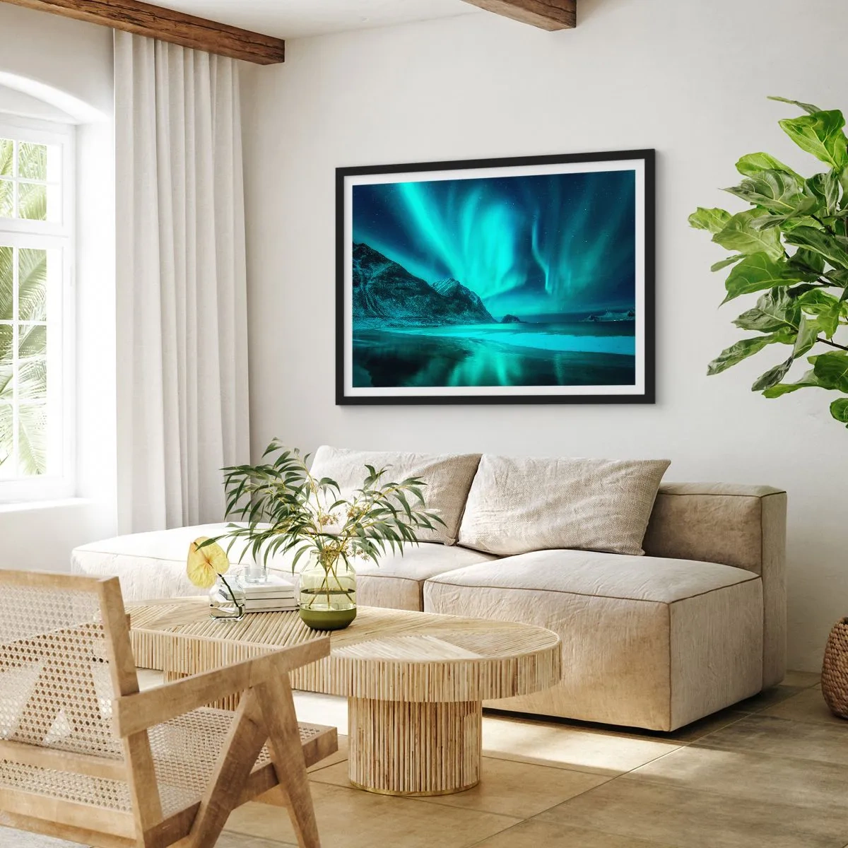 Affisch i svart ram - Nordens underverk - 100x70 cm