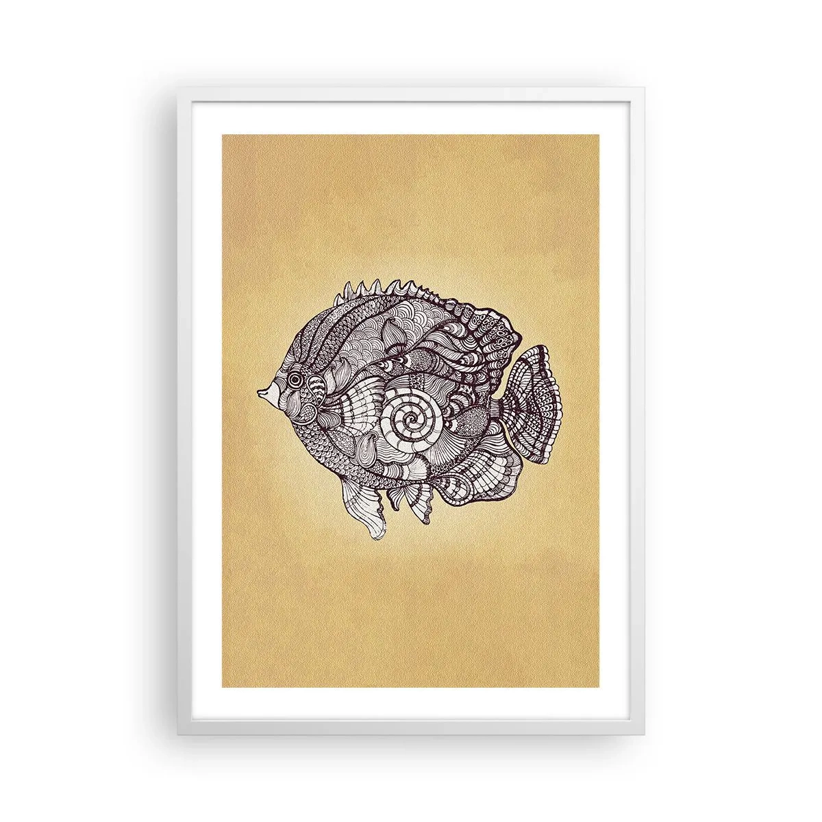 Affisch i vit ram - Från ett hav av ornament - 50x70 cm