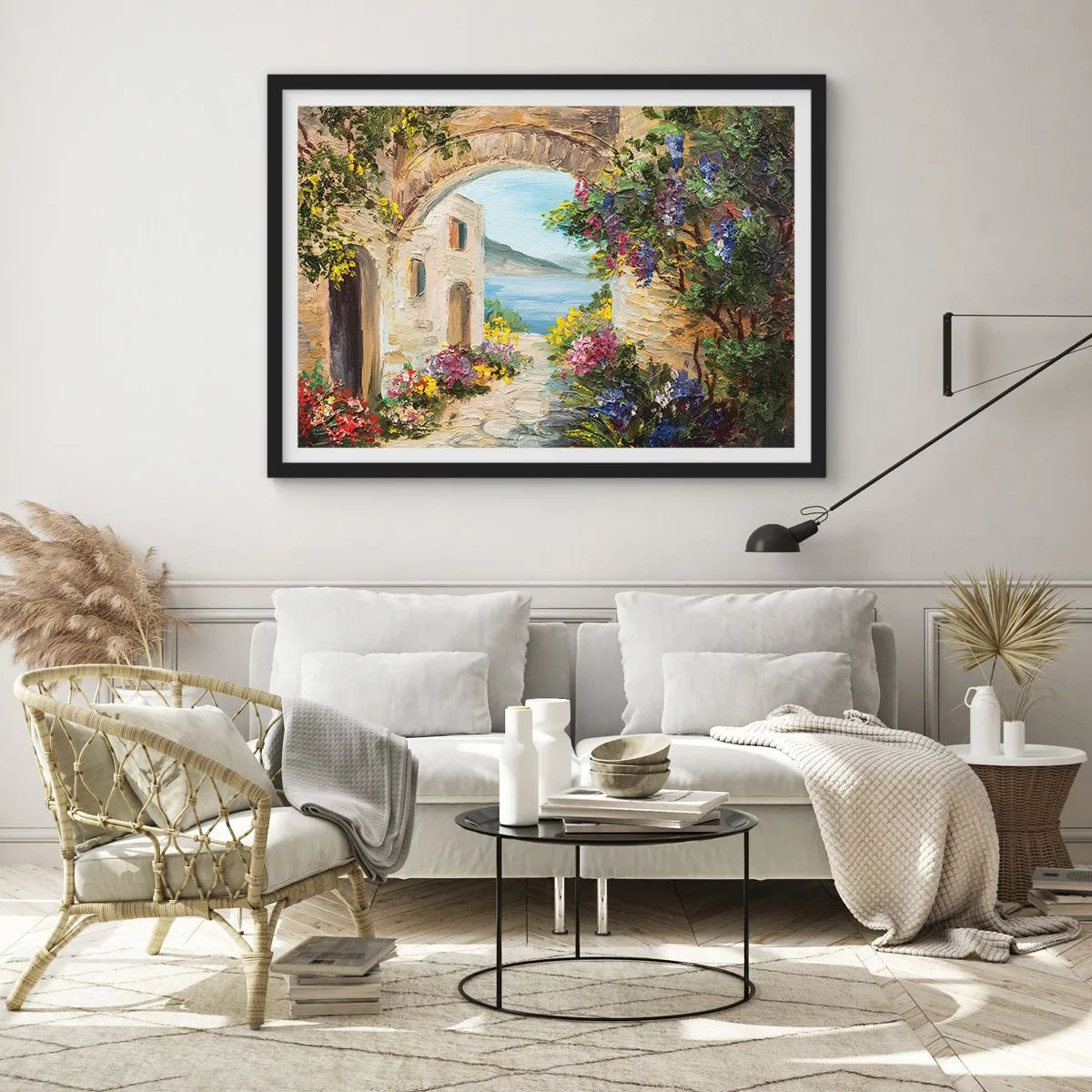 Affisch i svart ram - Kustprovinsens charm - 100x70 cm
