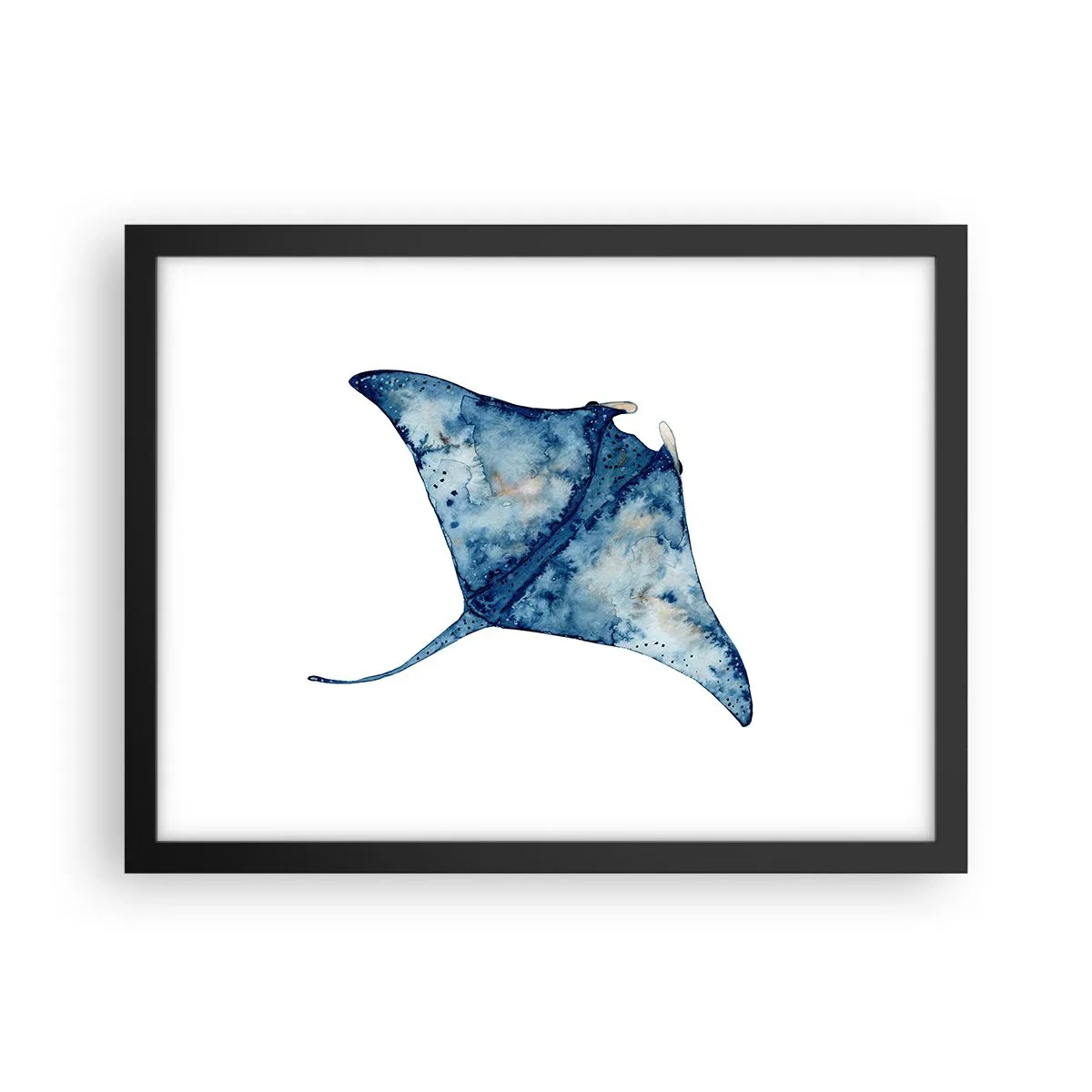 Affisch i svart ram - Liv i blått - 40x30 cm