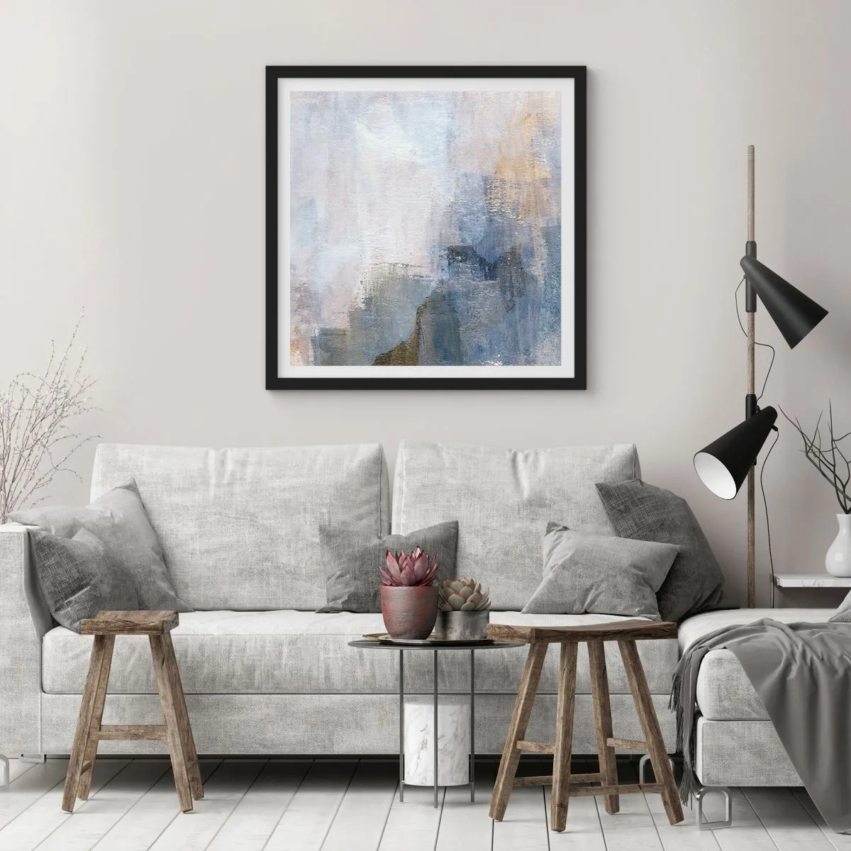 Affisch i svart ram - Färgernas toner och ackord - 40x40 cm