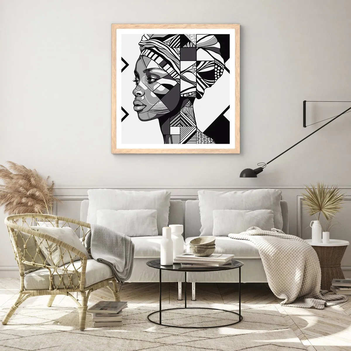 Affisch i ram av ljusek - Etniskt porträtt - 30x30 cm