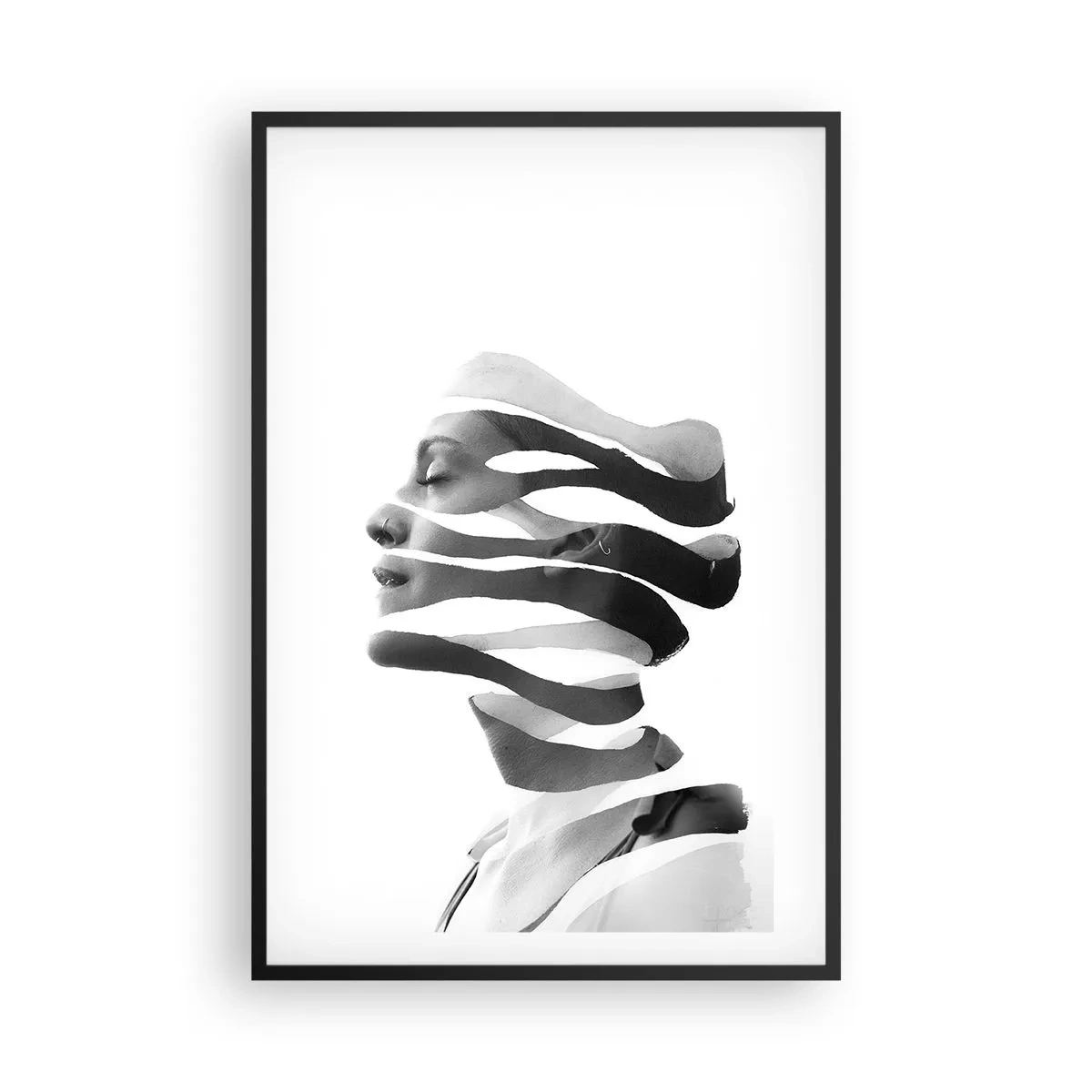 Affisch i svart ram - Surrealistisk porträtt - 61x91 cm