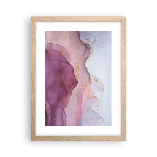 Affisch i ram av ljusek - Lila och violett vågor - 30x40 cm