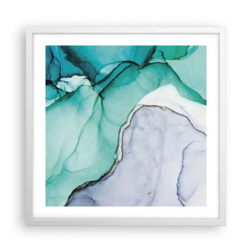 Affisch i vit ram - En studie i turkos - 50x50 cm