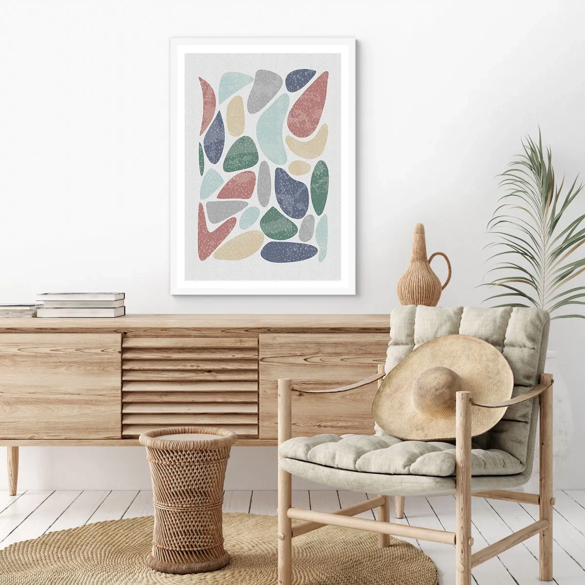 Affisch i vit ram - Mosaik av pulveriserade färger - 70x100 cm