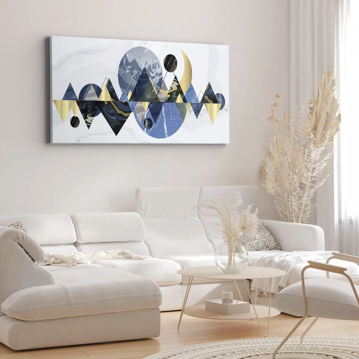 Canvastavla - Bild på duk - Geometriskt landskap - 140x50 cm