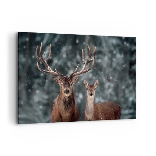 Canvastavla - Bild på duk - Skogens herre med hustrun - 120x80 cm