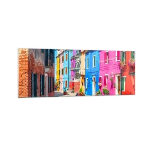 Glastavla - Bild på glas - Papegojalik stad - 140x50 cm