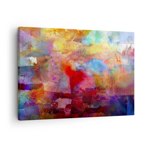 Canvastavla - Bild på duk - Färgglad abstraktion i varma och kalla nyanser - 70x50cm - Titta in i regnbågen - Modern väggdekoration för vardagsrum och sovrum ARTTOR