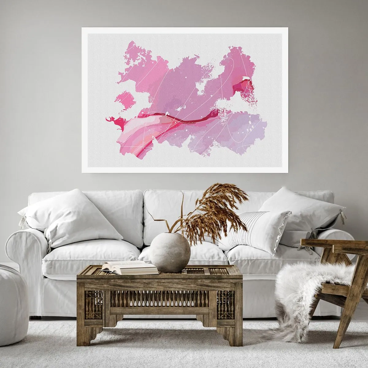 Affisch - Karta över en rosa värld - 100x70 cm