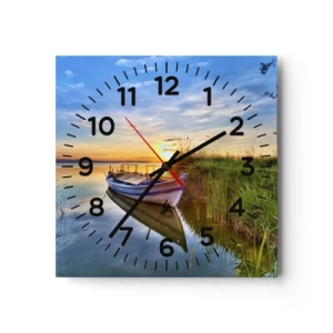Väggklocka - Klocka på glas - Uppfyllda drömmars vik - 40x40 cm