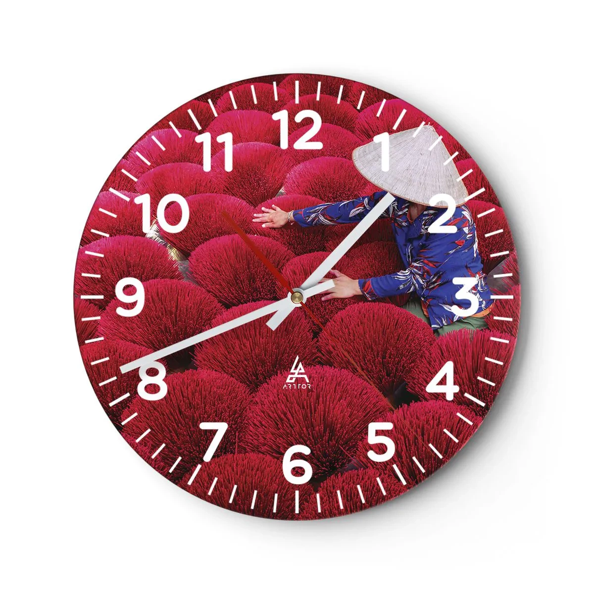 Väggklocka - Klocka på glas - På ett risfält - 30x30 cm