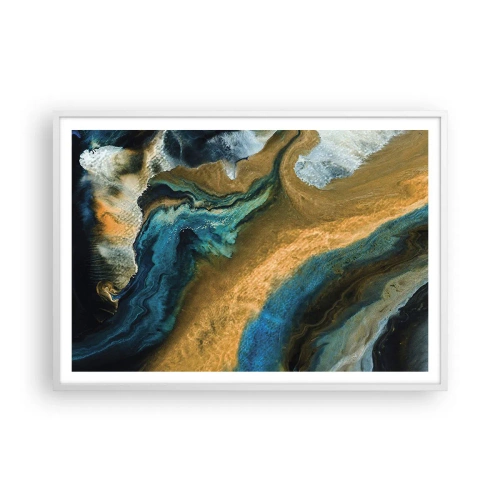 Affisch i vit ram - Blå – gul – ömsesidiga influenser - 100x70 cm