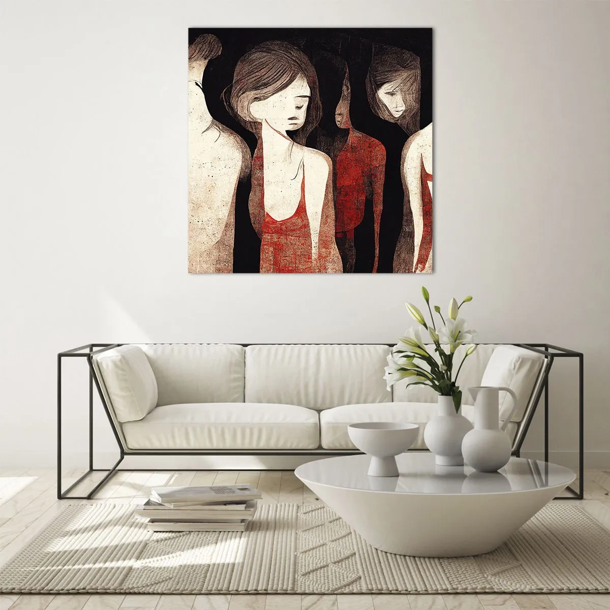 Glastavla - Bild på glas - Madonnor av mörker - 40x40 cm