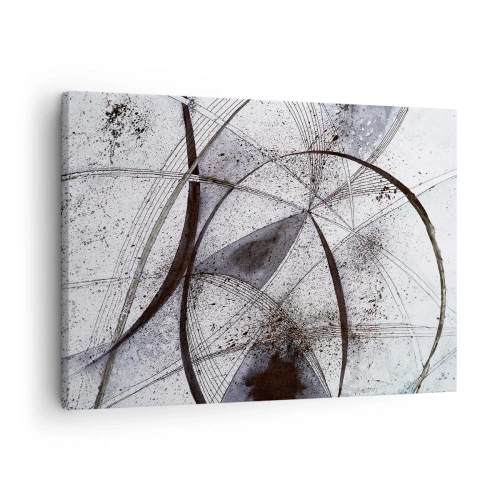 Canvastavla - Bild på duk - Abstrakta linjer och former i nyanser av grått och svart - 70x50cm - Futuristisk fantasi - Modern väggdekoration för vardagsrum och sovrum ARTTOR