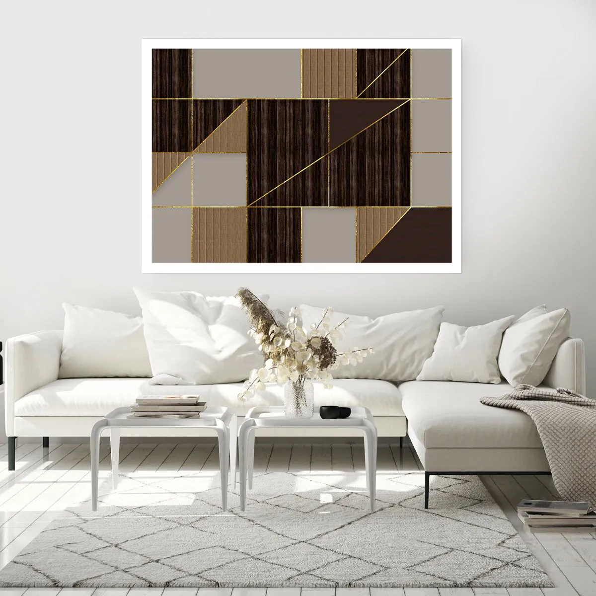 Affisch - Mosaik av brun och guld - 91x61 cm