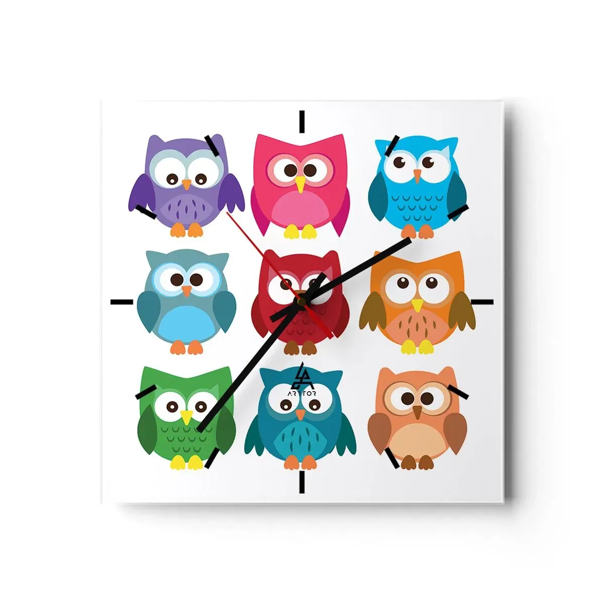 Väggklocka - Klocka på glas - Att vara olika på roligt sätt - 30x30 cm