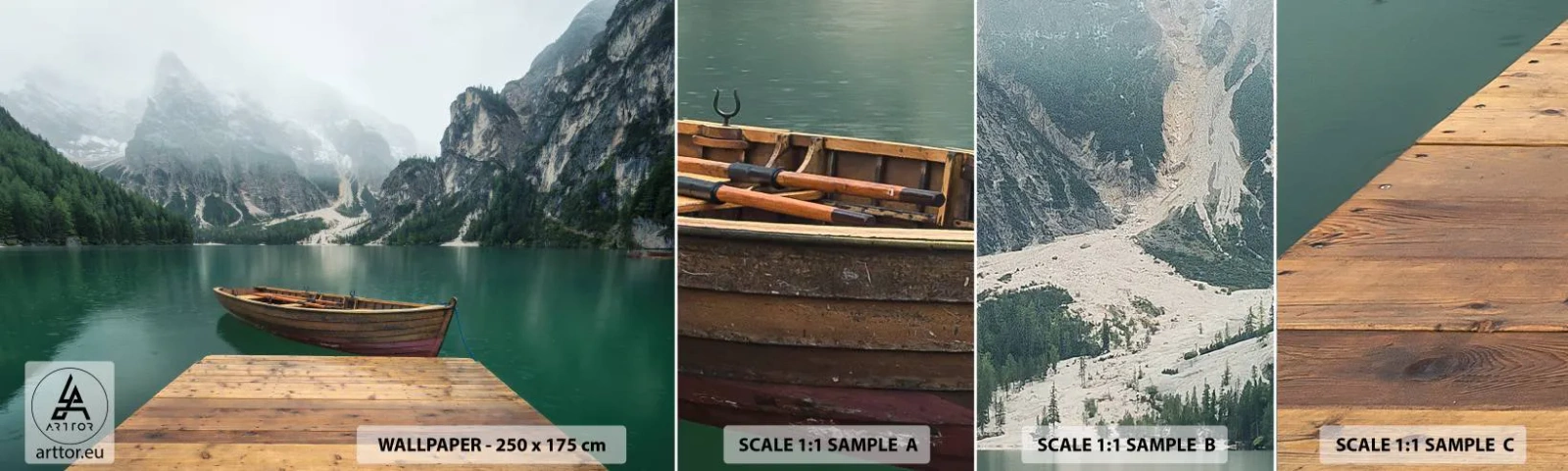 Fototapet Prov Standard Eco - Naturens mäktighet - Landskap, Berg, Sjö - 100x30 cm