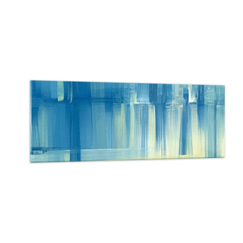 Glastavla - Bild på glas - Komposition i turkos - 140x50 cm