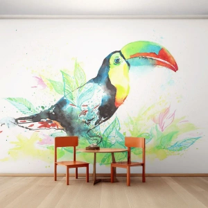 Självhäftande Fototapet Deluxe Sticker - Färgglad som Sydamerika - Fågel, Tukan, För barn - 450x315 cm