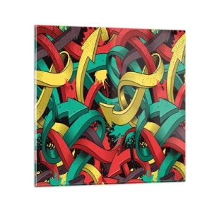 Glastavla - Bild på glas - Vilken väg till målet? - 40x40 cm