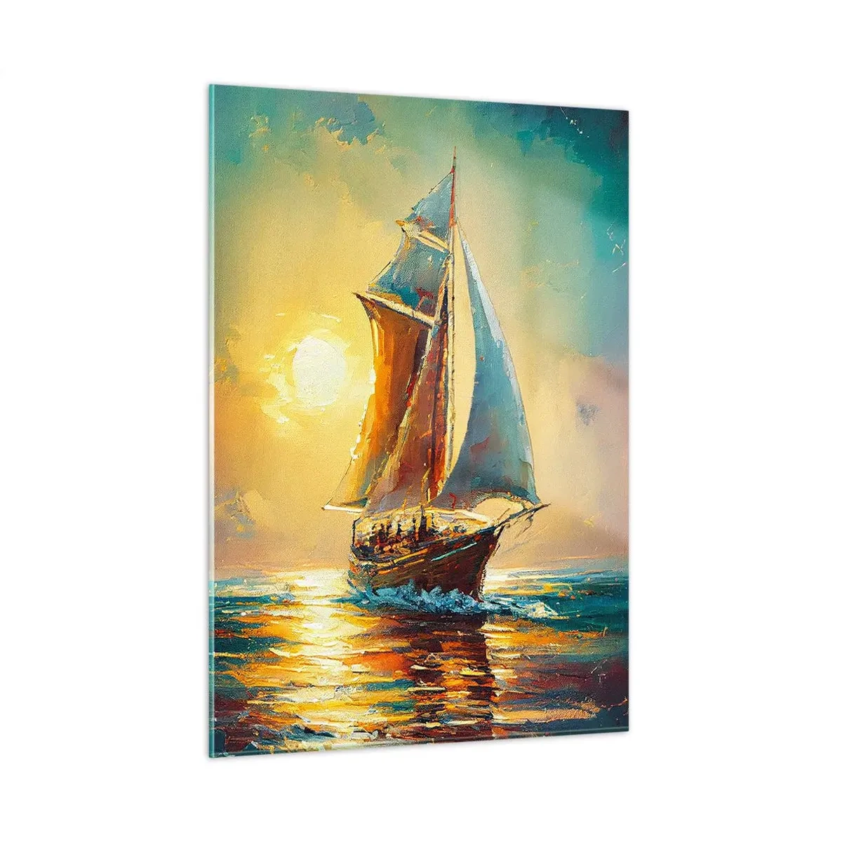 Glastavla - Bild på glas - Under fulla segel - 50x70 cm