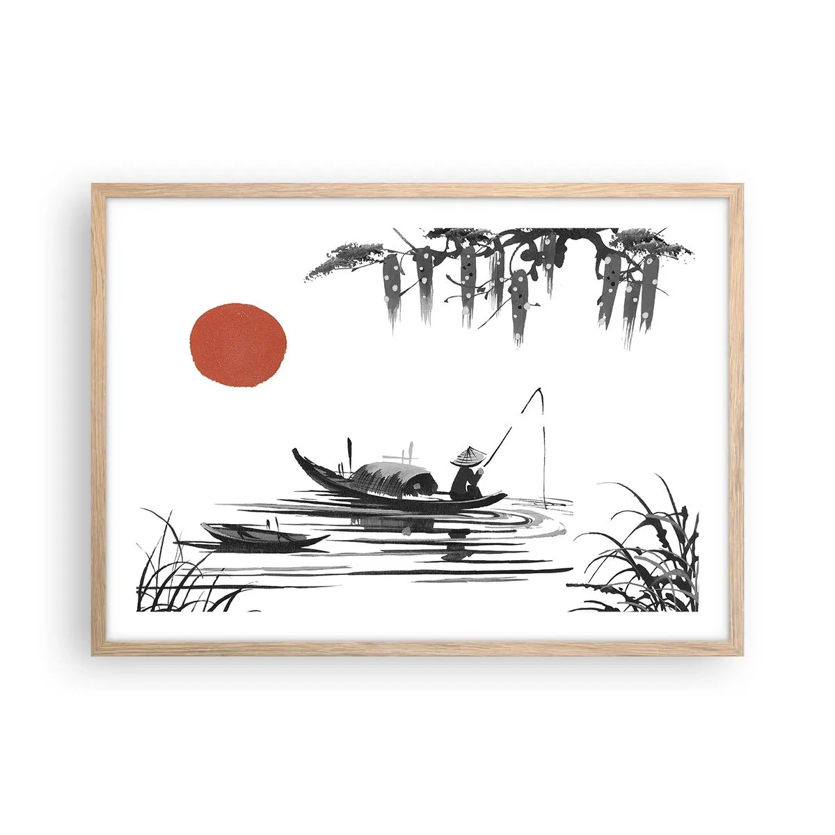 Affisch i ram av ljusek - Asiatisk eftermiddag - 70x50 cm