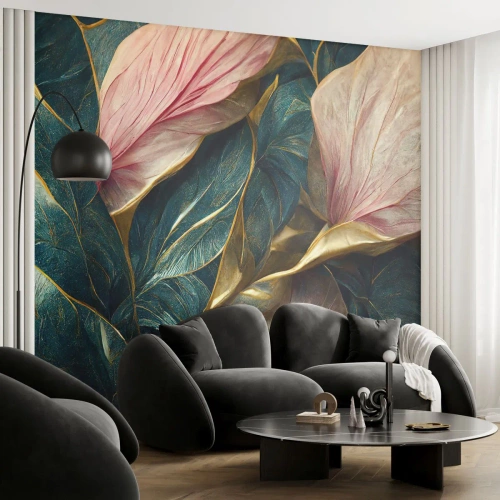 Fototapet Premium Sand - Naturlig elegans och stil - Art déco, Blommor, Elegans - 200x140 cm