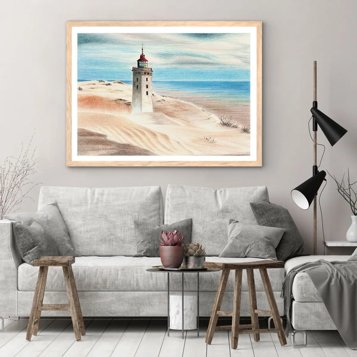 Affisch i ram av ljusek - Tittar alltid i havet - 100x70 cm
