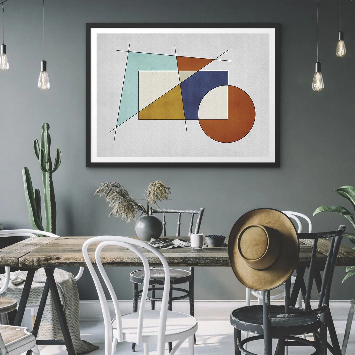 Affisch i svart ram - Abstraktion: modernistiskt nöje - 70x50 cm
