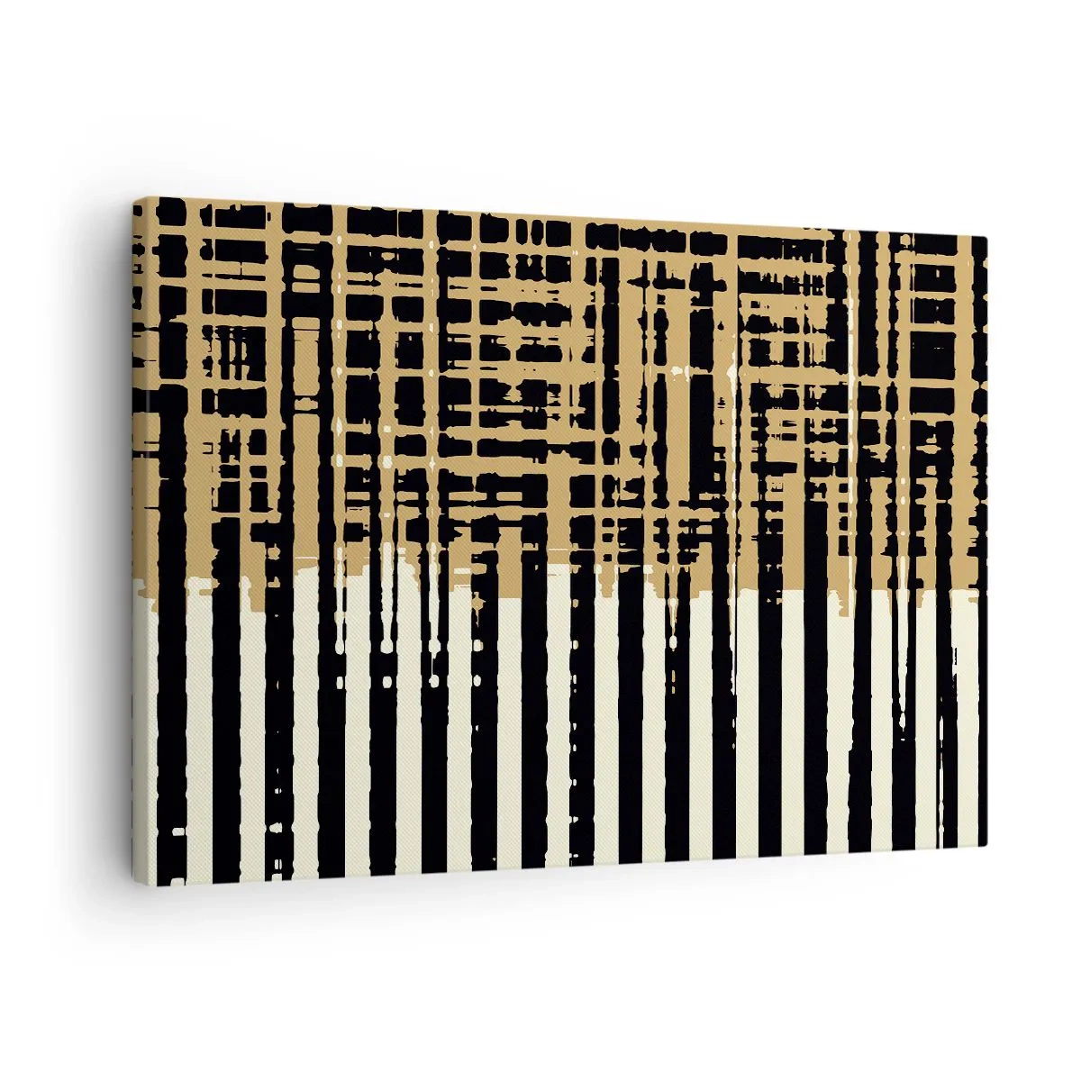 Canvastavla - Bild på duk - Abstrakta linjer i svart, beige och vitt - 70x50cm - Arkitektonisk abstraktion - Modern väggdekoration för vardagsrum och sovrum ARTTOR