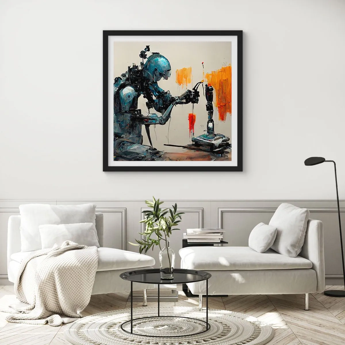 Affisch i svart ram - Kommer i morgon... - 40x40 cm