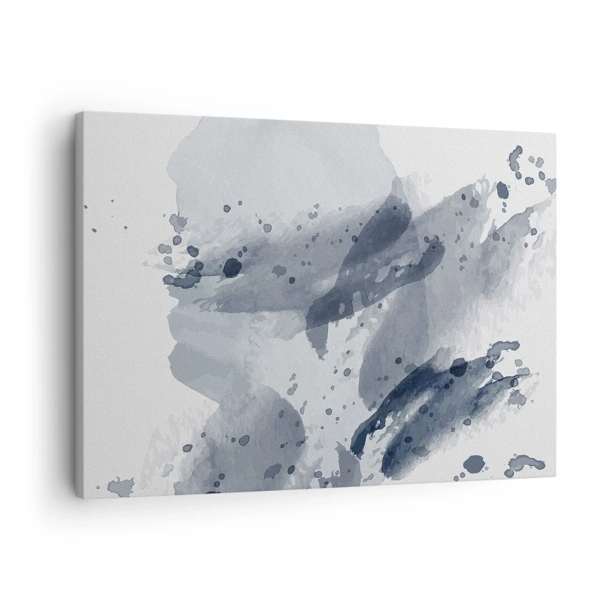 Canvastavla - Bild på duk - Abstrakta fläckar i nyanser av blått mot en ljus bakgrund - 70x50cm - Studie om vattnets natur - Modern väggdekoration för vardagsrum och sovrum ARTTOR