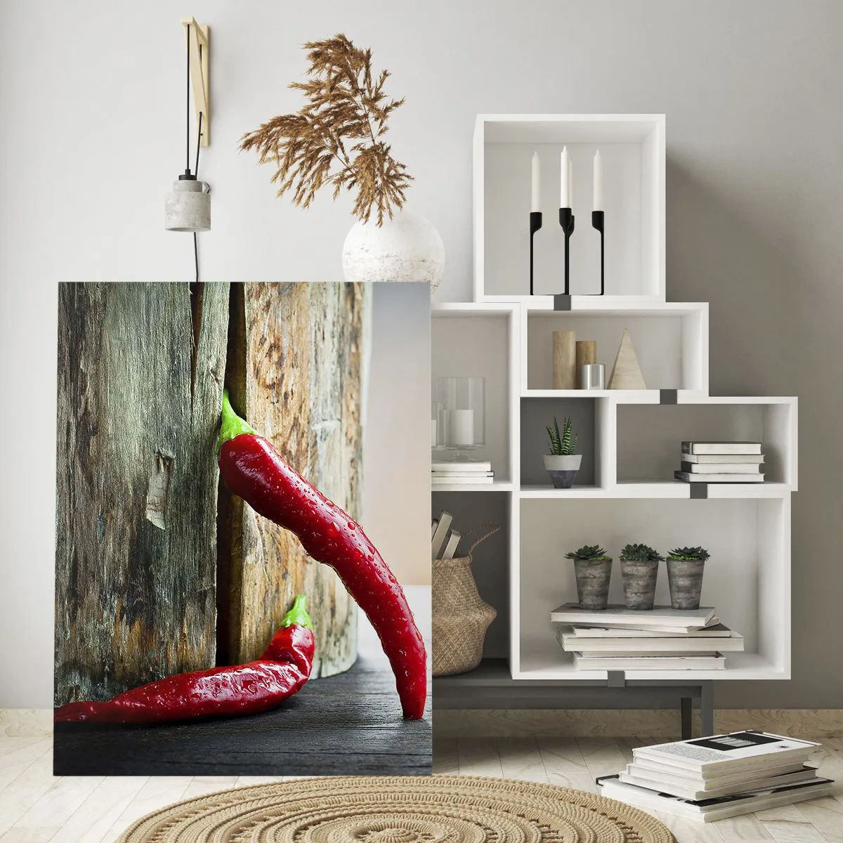 Glastavla - Bild på glas - Red hot chili peppers - 50x70 cm