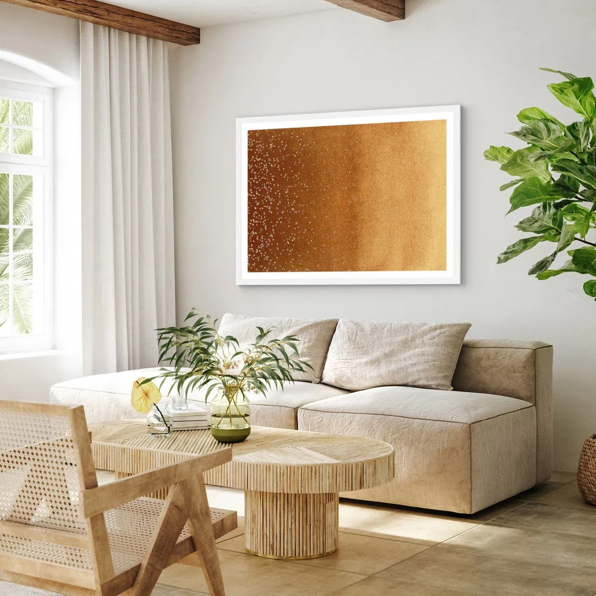 Affisch i vit ram - Ljusets födsel - 100x70 cm