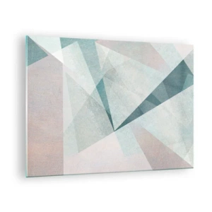 Glastavla - Bild på glas - Geometriska former i pastellfärger av grönt och blått - 70x50cm - Lugnt trots dynamiskt - Modern väggdekoration för vardagsrum och sovrum ARTTOR