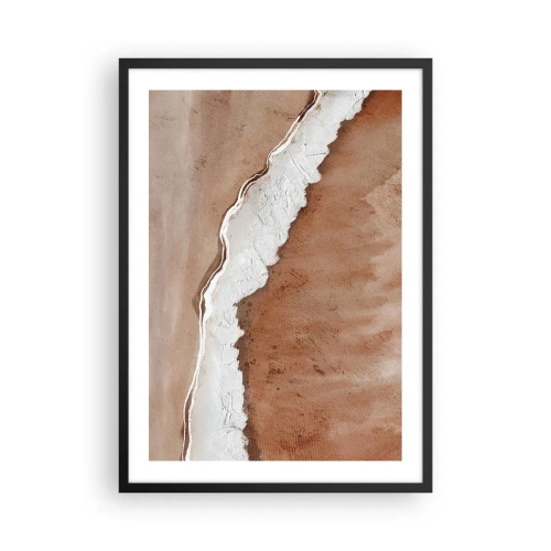 Affisch i svart ram - Abstrakt textur i nyanser av brunt och vitt - 50x70cm - I jordnära färger - Modern väggdekoration för vardagsrum och sovrum ARTTOR