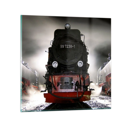 Glastavla - Bild på glas - Står och stjäler, andas och blåser - 40x40 cm