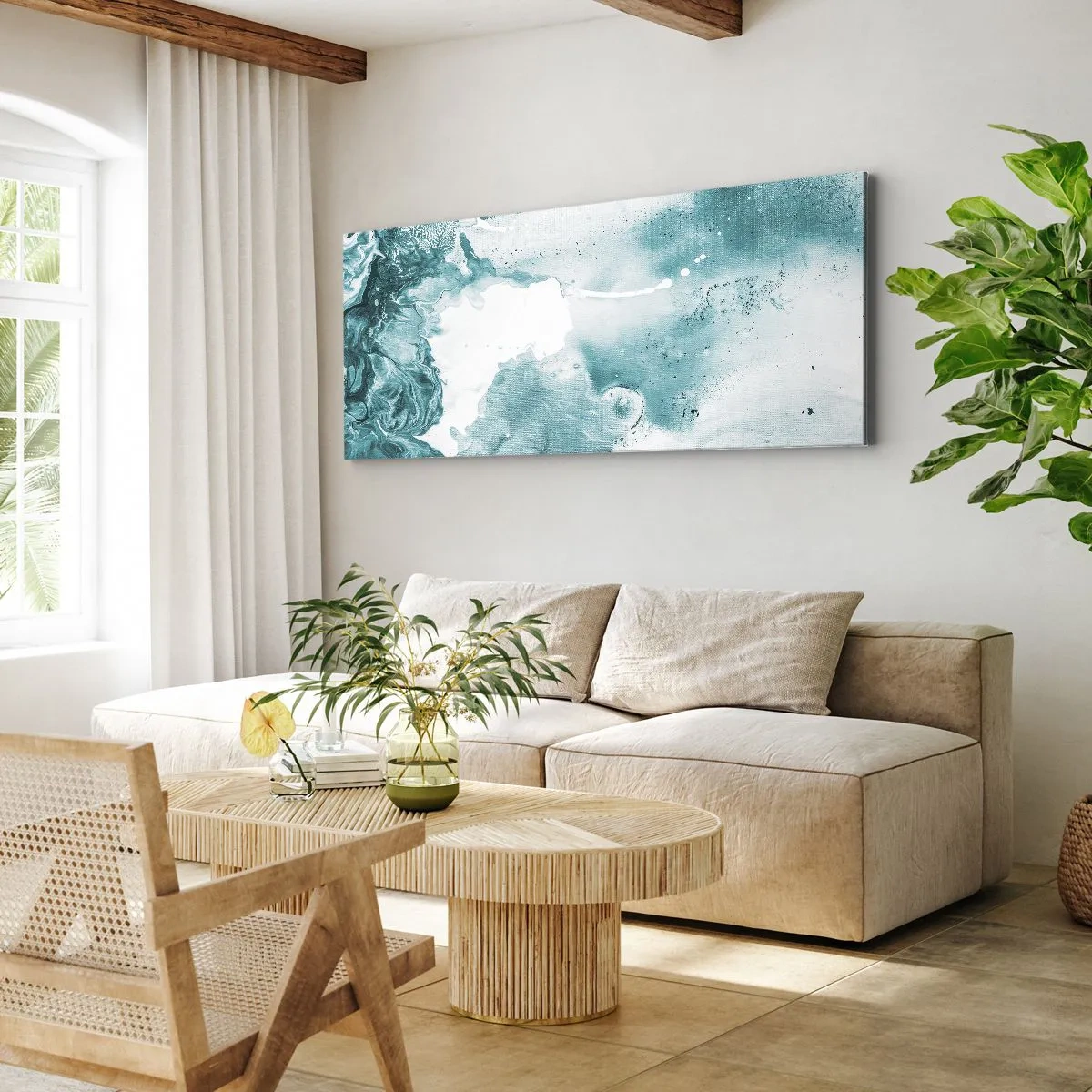 Canvastavla - Bild på duk - Blåa laguner - 120x50 cm