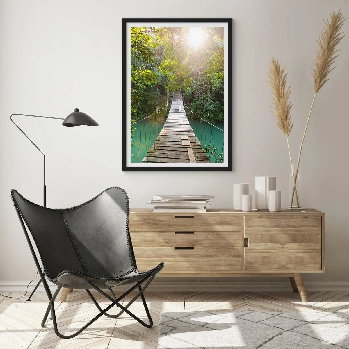 Affisch i svart ram - Vid azurblått vatten till azurblå skog - 61x91 cm